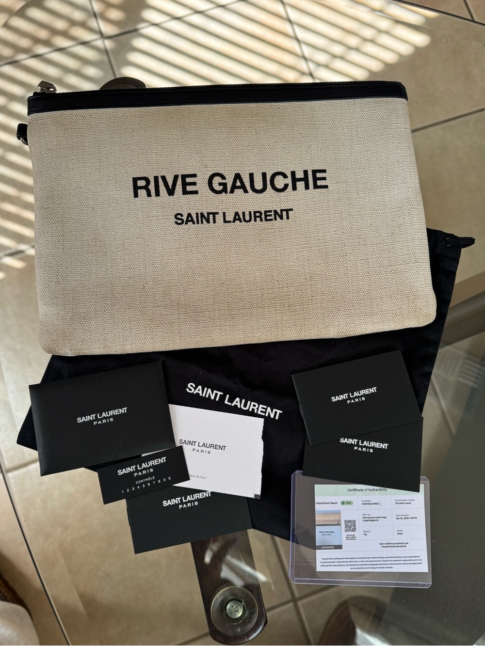 Saint Laurent Rive Gauche Canvas Pouch